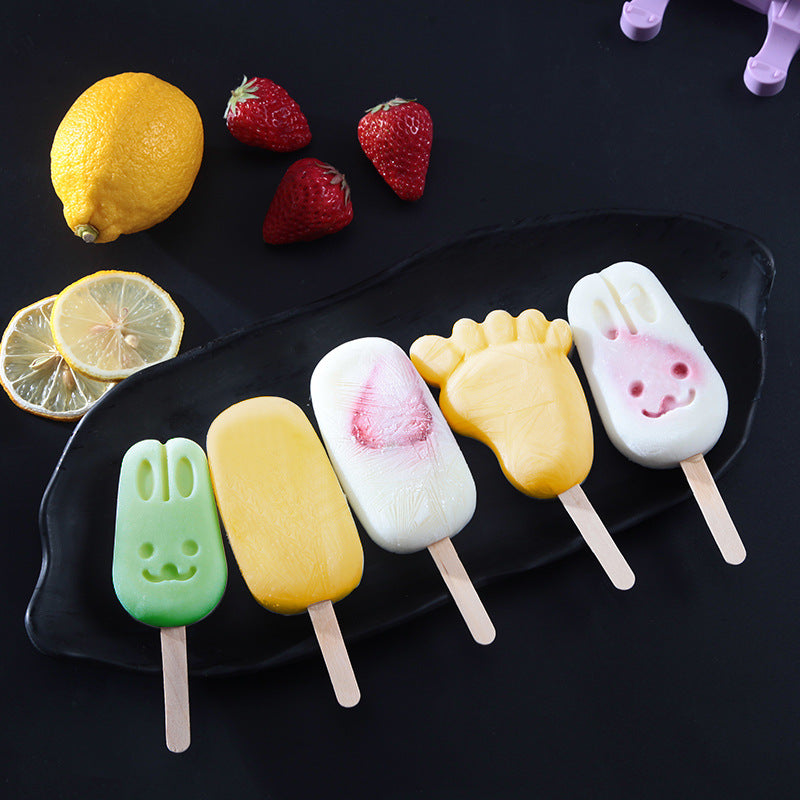 3-in-1 Silicone Popsicle Ice Cream Molds With Sticks Purple