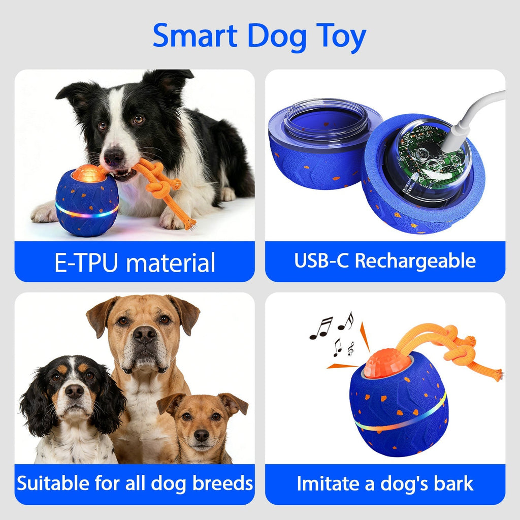 Smart Interactive Dog Ball Automatic Rolling Bouncing Pet Toy