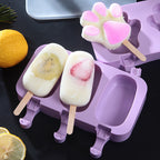 3-in-1 Silicone Popsicle Ice Cream Molds With Sticks Purple