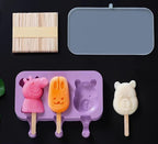 3-in-1 Silicone Popsicle Ice Cream Molds With Sticks Purple