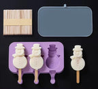 3-in-1 Silicone Popsicle Ice Cream Molds With Sticks Purple