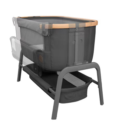 Maxi-Cosi Iora Co-Sleeper Crib, Foldable Baby Bedside Crib, 0–6 Months, max 9 kg, 4 Incline & 5 Height Positions, Easy Slide, Comfortable Mattress, Large Basket, Easy to Carry, Essential Graphite