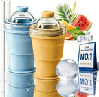 2-in-1 Foldable Silicone Ice Ball Cup with Straw & Lid
