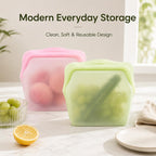 5 Pack 1000ml Reusable Silicone Food Storage Bags Leakproof Freezer Safe