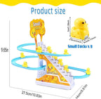 Electric Duck Climbing Stair Race Track Toy With Light & Music