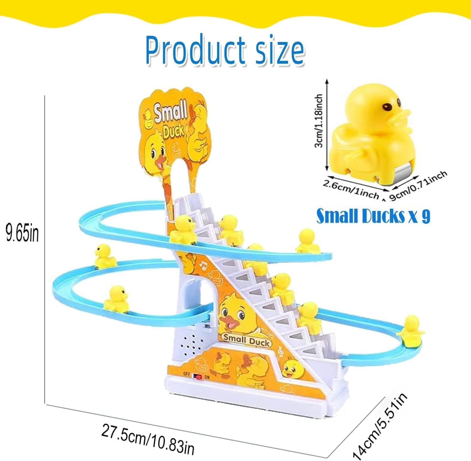 Electric Duck Climbing Stair Race Track Toy With Light & Music