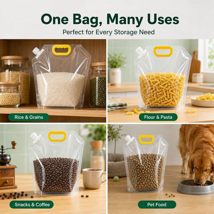 10 Pcs Grain Storage Bags with Handle, Stand‑Up Dry Food Pouches