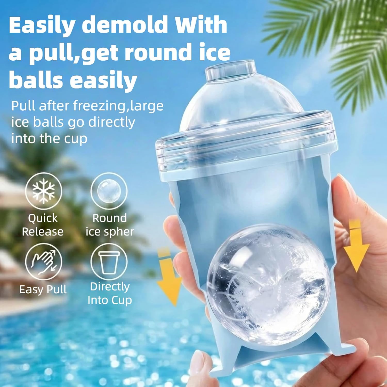 2-in-1 Foldable Silicone Ice Ball Cup with Straw & Lid