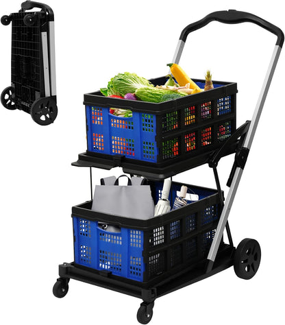 Heavy-Duty Foldable Shopping Cart with Removable Bins