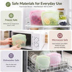 5 Pack 1000ml Reusable Silicone Food Storage Bags Leakproof Freezer Safe