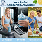 2-in-1 Foldable Silicone Ice Ball Cup with Straw & Lid