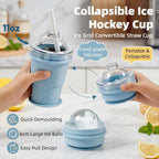 2-in-1 Foldable Silicone Ice Ball Cup with Straw & Lid