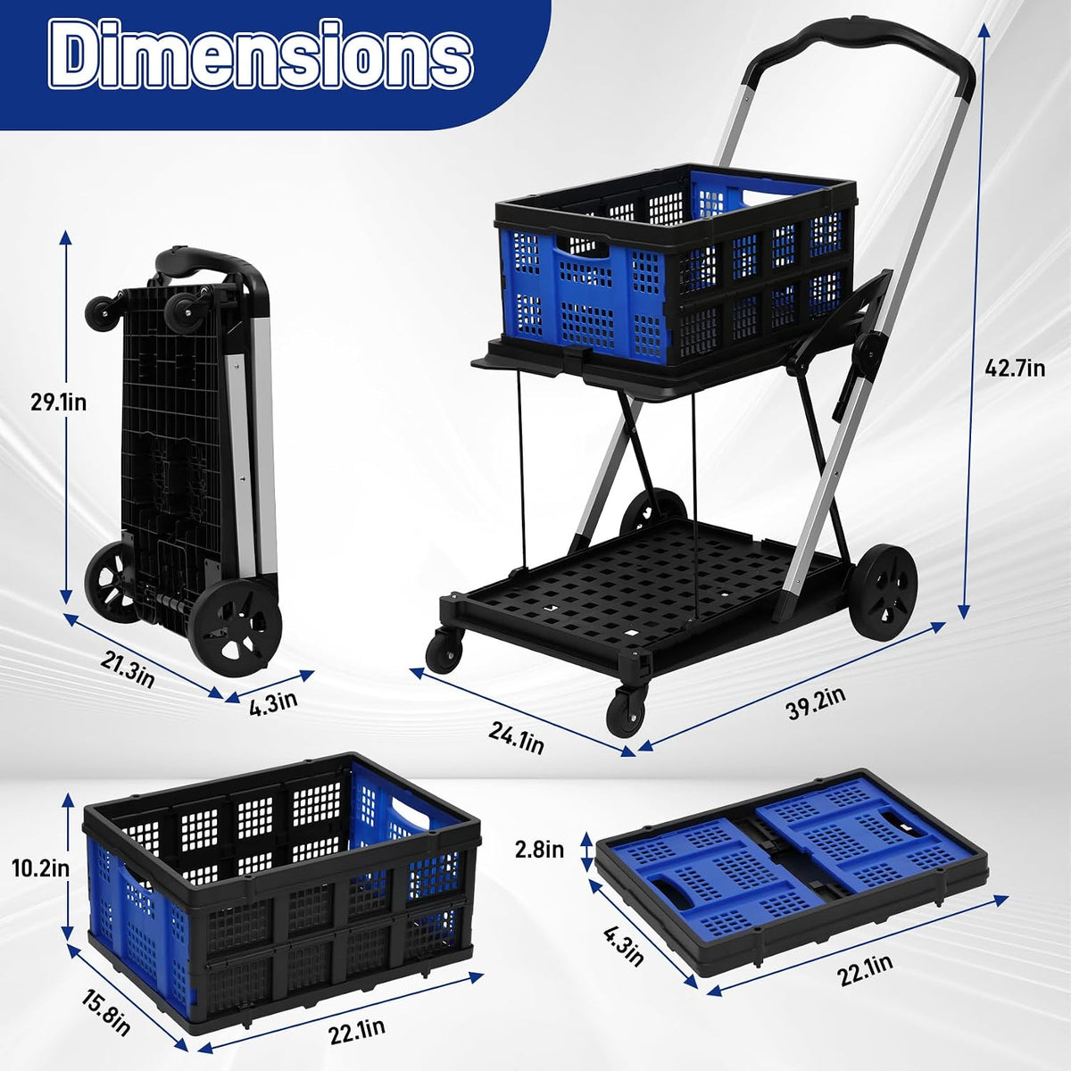 Heavy-Duty Foldable Shopping Cart with Removable Bins