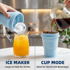 2-in-1 Foldable Silicone Ice Ball Cup with Straw & Lid