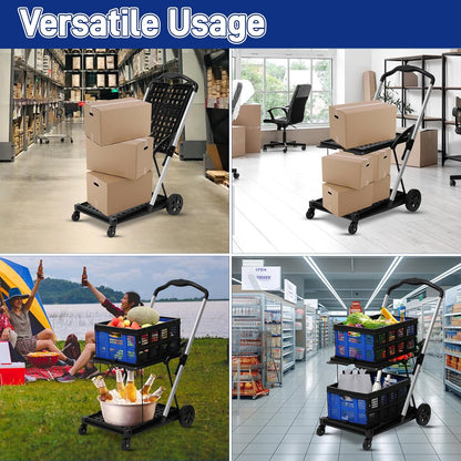 Heavy-Duty Foldable Shopping Cart with Removable Bins