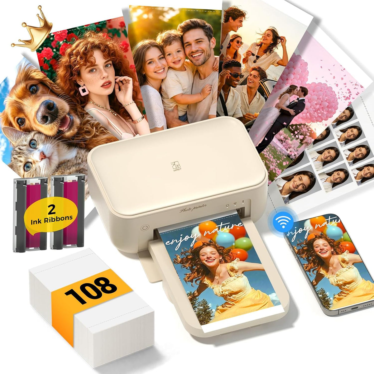 HPRT Photo Printer 4x6 with 20 Sheets&1ribbon AR Video Printing