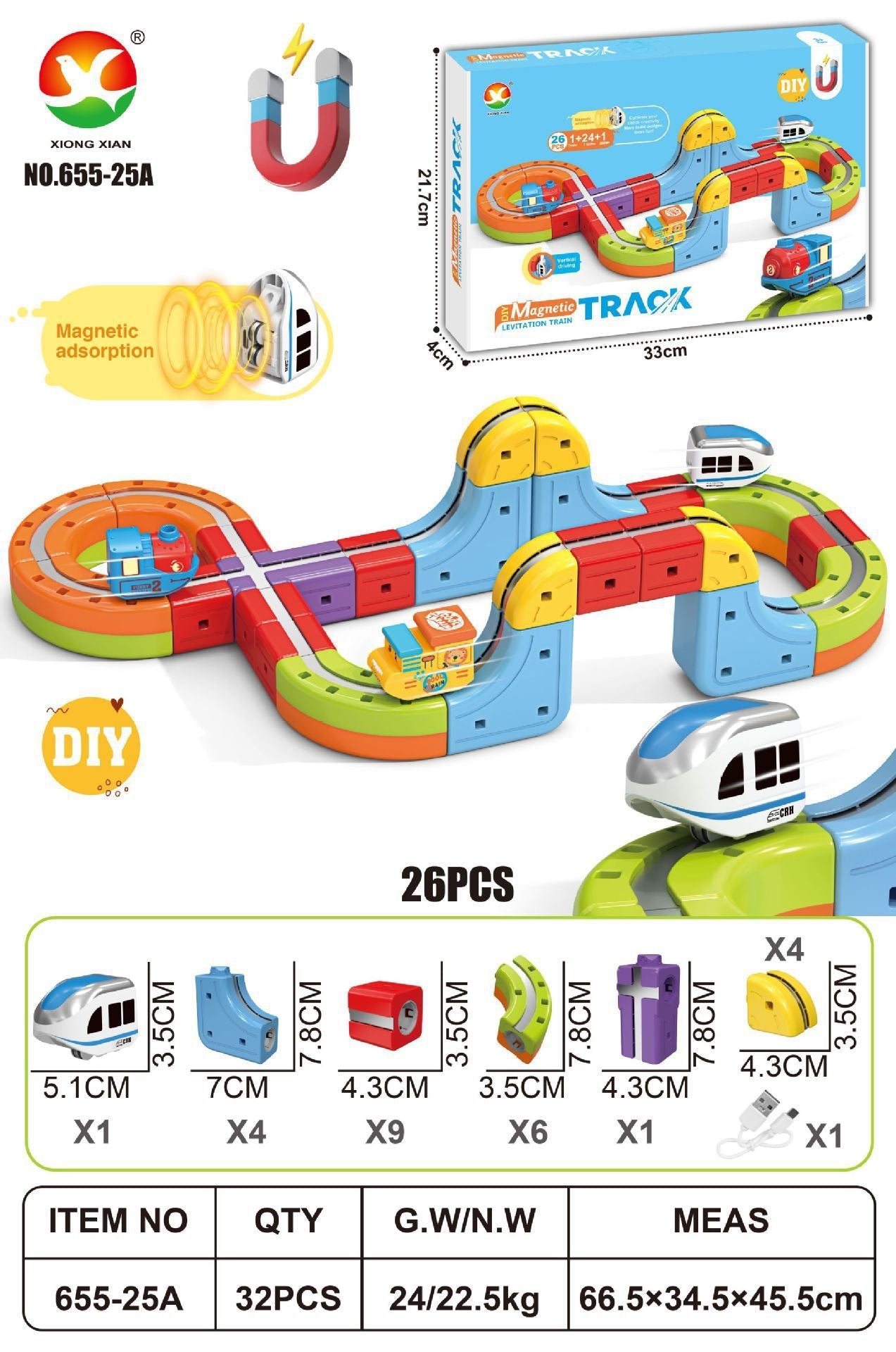 Anti-gravity magnetic track car educational toy for children