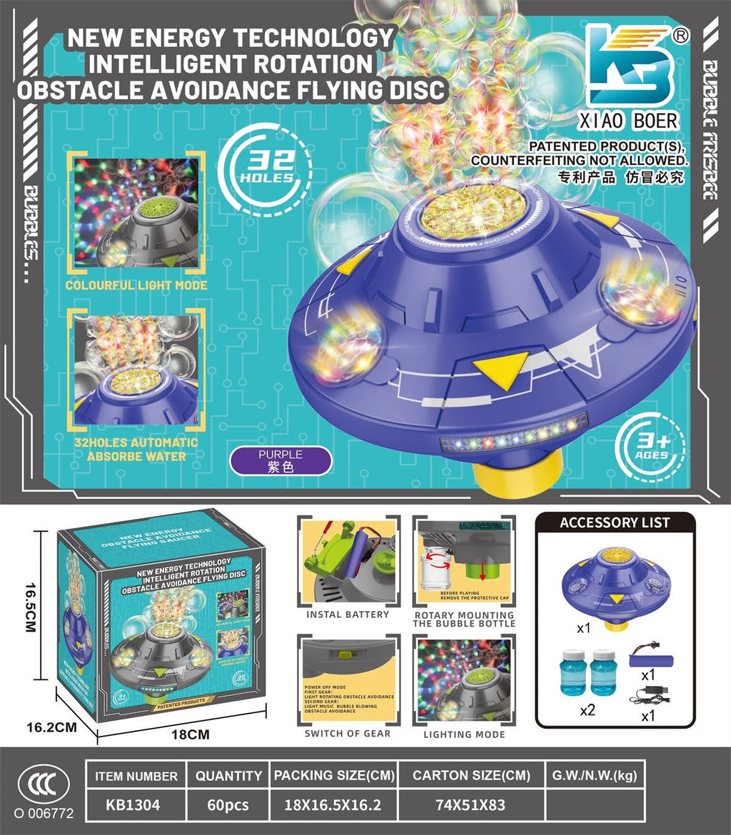 Automatic UFO Bubble Machine Lights Music Obstacle Avoidance