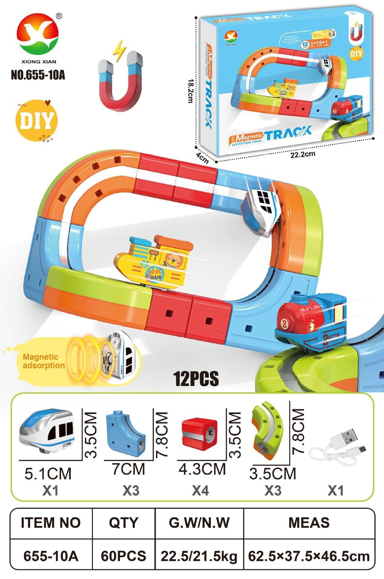 Anti-gravity magnetic track car educational toy for children