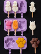 3-in-1 Silicone Popsicle Ice Cream Molds With Sticks Purple