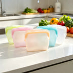 5 Pack 1000ml Reusable Silicone Food Storage Bags Leakproof Freezer Safe